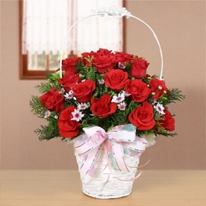 빨간 장미 16송이 바구니