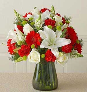 Arreglo de Jarrón Rojo y Blanco